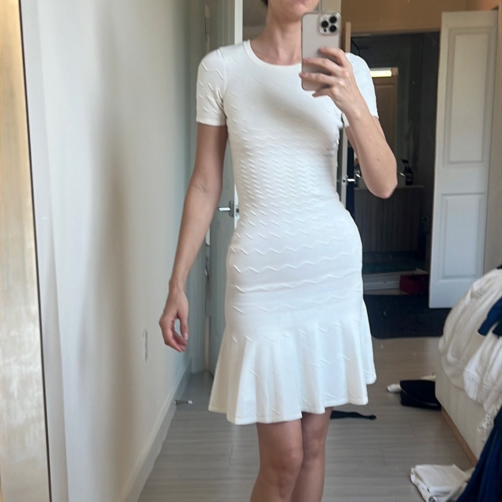 Milly white body con flare white dress